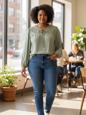 NWT - Women's Plus Long Sleeve Blouse